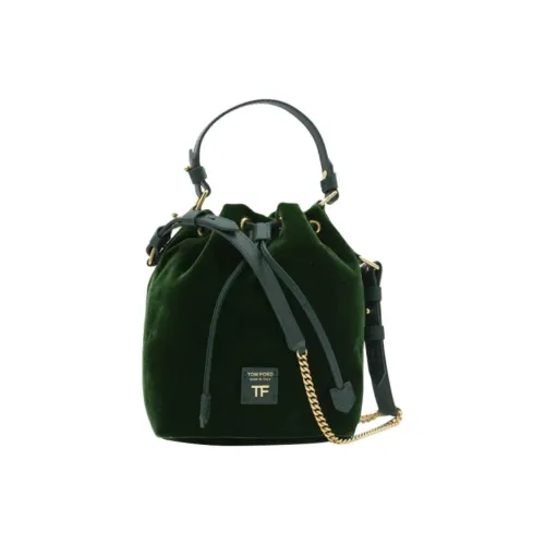 TOM FORD DISCO Бархат с кожаными вставками Комбинированная ведрообразная сумка сумка через плечо сумка через плечо маленькая женская зеленая