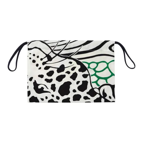 HERMES Шелк Путешествие Сумка для хранения Женская Зеленый и Черный