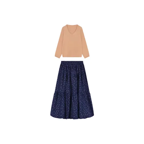 Meanalot Карамель Топ Цветочный Юбка Женские Комплекты с юбкой