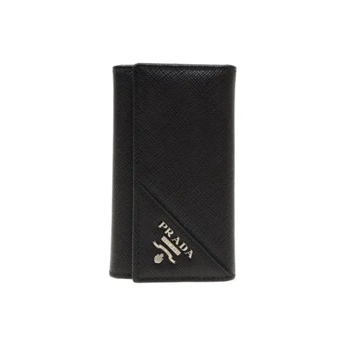 PRADA Холдер для карт из коровьей кожи Key Pouch Мужской Черный
