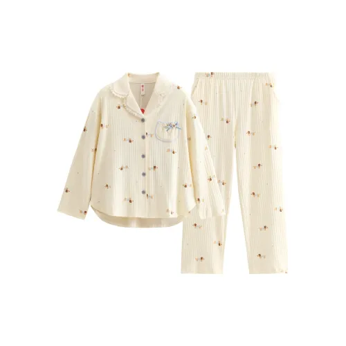 FENTENG FJ26930763 Beige Apricot Women's Pajama Sets