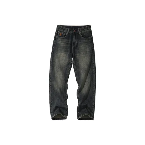 KM Синий Унисекс Джинсы