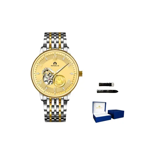 ROFERLAS Small Gold Buddha Collection Механический механизм ремешок из нержавеющей стали мужские часы золотой циферблат