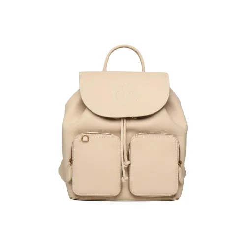 PINKO Рюкзак из коровьей кожи стандартный женский бежевый