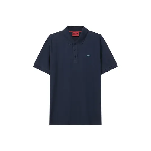 HUGO BOSS Короткий рукав Polo Мужской Синий