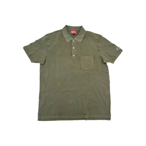 DIESEL Мужская поло серого и зеленого цвета