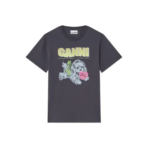GANNI Темно-серый Женские T-рубашки