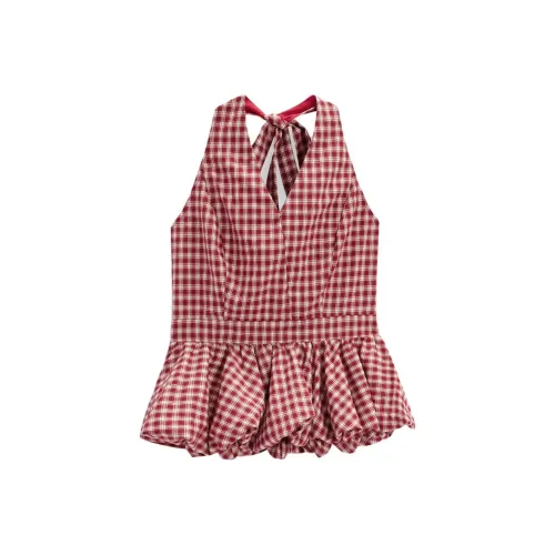 AIYIFU Красный Абрикос Клетка 1 Женские Майки