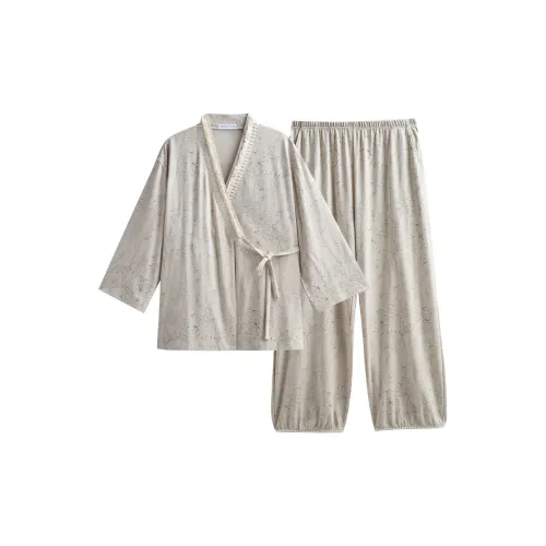 Same Language Пижамный комплект женский цвет сливовый растение цветочный