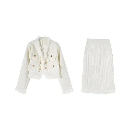 HUINIAN CHANEL Inspired Куртка + Облегающая Юбка с Кисточкой Высококачественные Женские Комплекты с Юбкой