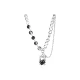 Колье с черной бусиной в форме блока с трещинами