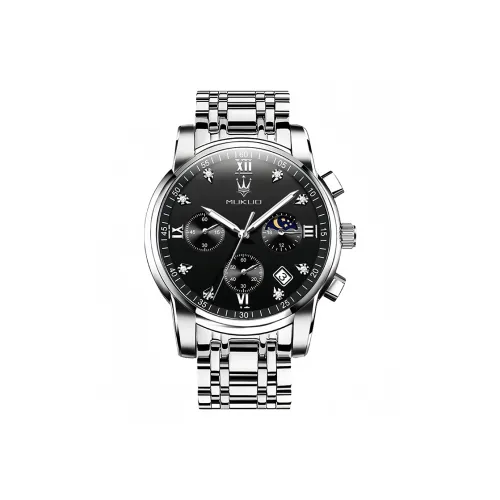 MUKUO Кварцевый механизм ремешок из нержавеющей стали черный циферблат мужские часы