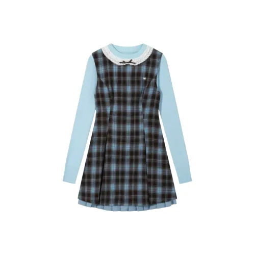 MITX Синий Женские Длинные Платья с Длинными Рукавами