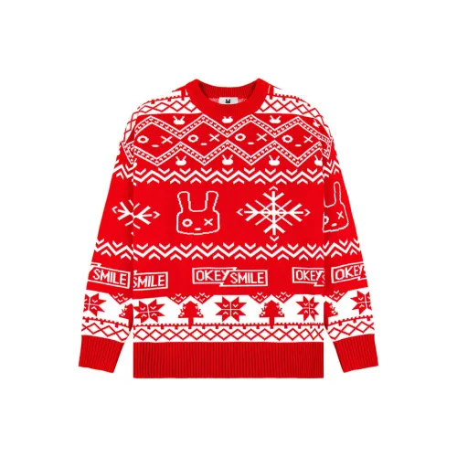 UOD Повседневный Цветовой блок Пуловер Парный Трикотаж Унисекс