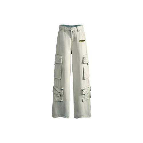 HANDAIWEI Выстиранные Белые Унисекс Джинсы