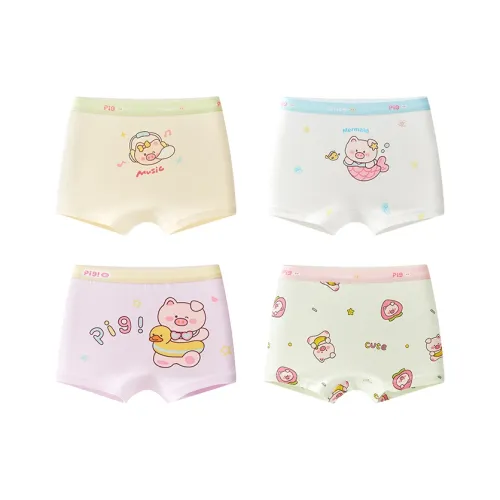 MIIOW 4 пачки Светло-желтый + Белый + Розовый + Светло-зеленый Детское нижнее белье