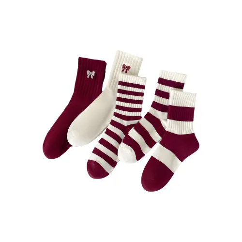 YUZHAOLIN Смешанный цвет 5 пар женские носки MID до икры