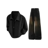 Чёрный топ + чёрные штаны