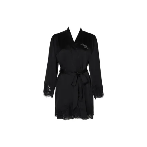 DPLAY SWEET Классический черный халат для сна женский банные халаты