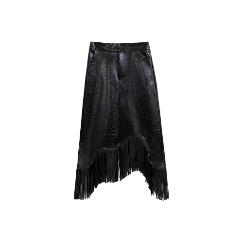 POWXV Кожа Длинная Юбка Женская