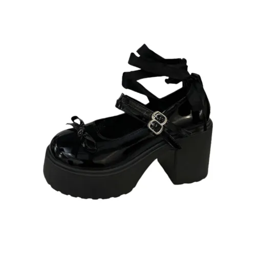 Wuji Грубый каблук Мэри Джейн туфли 9CM Женские