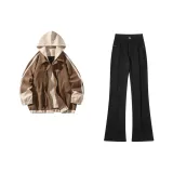 Хаки куртка + черные джинсы