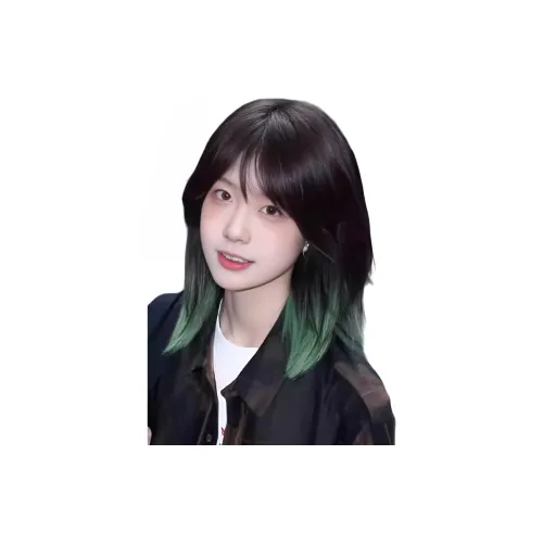 GLUNA Черный Pick up Ухо Зеленый Wolf Tail Wig Перука для Женщин Ребристая Кость Длина JK Аниме Косплей