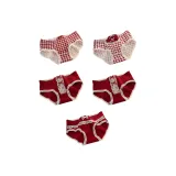 [5-Штук] Красная Клетка + Двойной Бант Нагрудник + Двойной Бант Кружево 2 + Кружево с Бантом