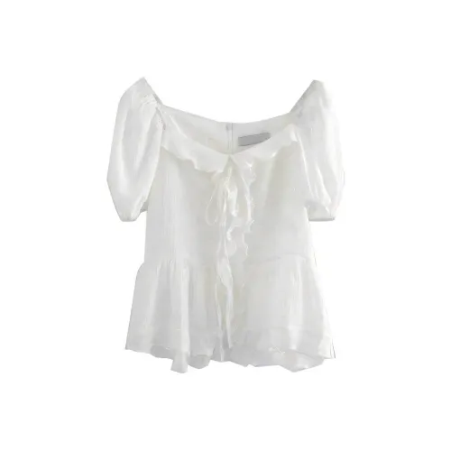 LOWEAR Квадрат Off Плечо Puff Блузка Рубашка Женская