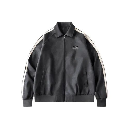 H2P Long Sleeved Leather Jacket Unisex H2P Длинный рукав кожаная куртка унисекс