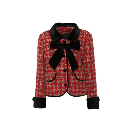 DPLAY Red Black Женское короткое пальто