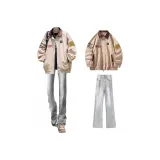 Абрикосовая куртка + дымчато-серые джинсы