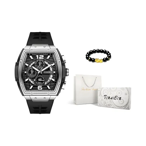 TINAIBIN Xingji Warship Collection Кварцевый механизм Силиконовый ремешок Часы Мужские Черный циферблат