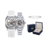 [Стальной браслет Athena + Белая кожа Poseidon] Парные часы