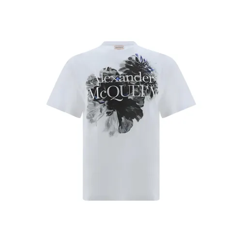 Alexander McQueen SS24 Dutch Цветочный Дизайн Логотип T Рубашка T Рубашка Мужская Белая