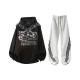 Чёрный+Белый Фотиния Серый Брюки