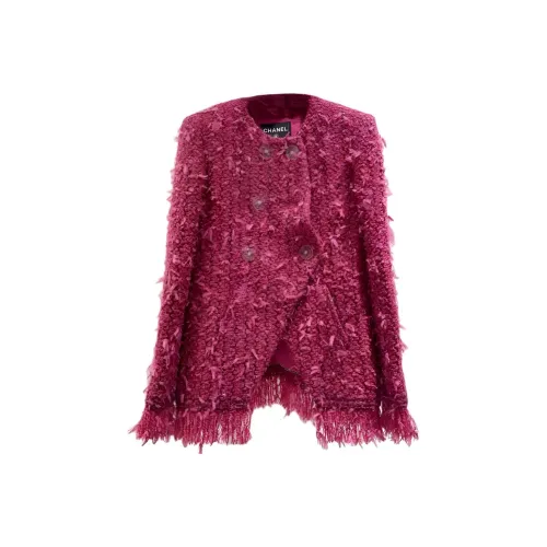 CHANEL Куртки и Пальто Женские Ягодный Красный