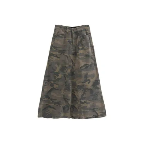 LOWEAR CAMO Maxi Long Maxi Skirt Casual Long Maxi Skirt Women's