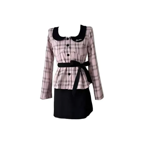 MO VOICE Розовый Черный Женские Комплекты с Юбкой