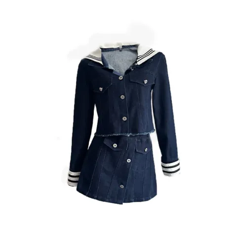 MOONCORE Темно-синий женский комплект с юбкой