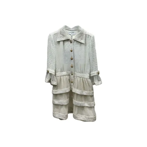 CHANEL Длинное платье с длинными рукавами женское белое