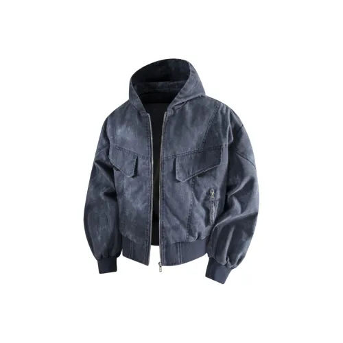 CariteSport Воротник-стойка капюшон джинсовая куртка унисекс