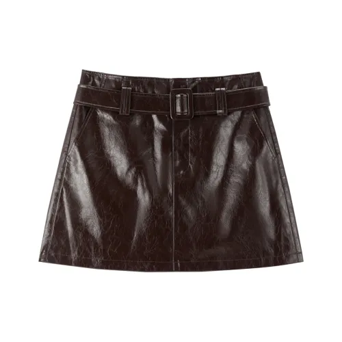PEACEBIRD Кожаные короткие юбки женские