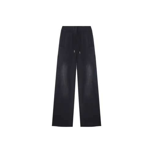 ERQD Выстиранный Черный Увеличенная Длина Унисекс Вязаные Спортивные Штаны