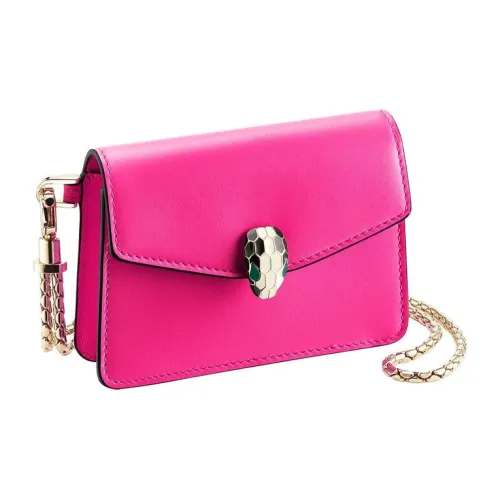 BVLGARI Serpenti Forever Телячья кожа Держатель для карт Женские Фиолетовый