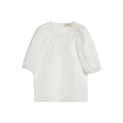 WEEKEND MaxMara Manico Коллекция Поплин Блузка с Вышивкой T Рубашка Женская Белая