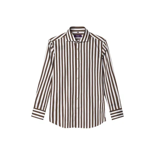 SKARO Рубашка Мужская Коричневая Белая Полосатая