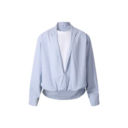 ONITSOP Свободный крой Модный бренд Mock Два предмета Полосатая рубашка Унисекс