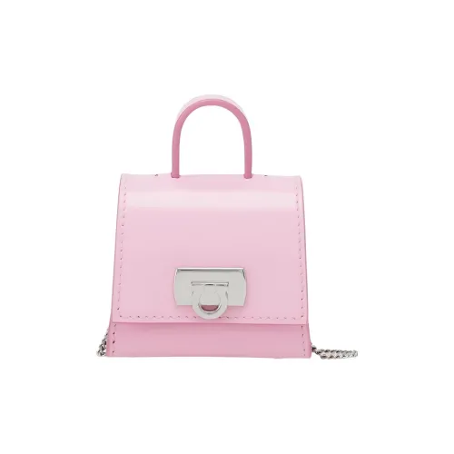Ferragamo Гладкая Телячья Кожа Сумка через плечо с Чехлом для наушников Женская Светло-Розовая