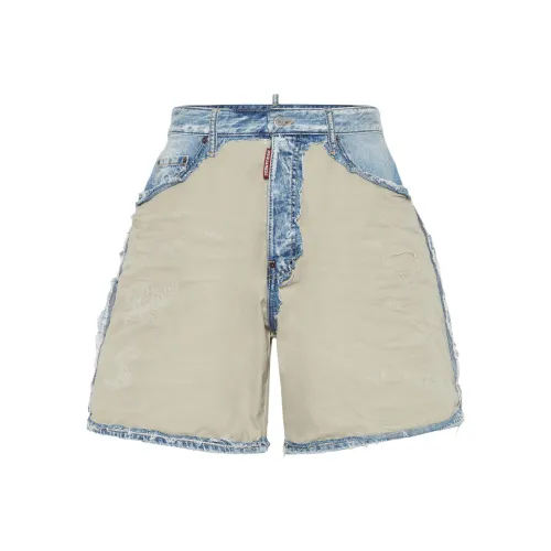 DSQUARED 2 SS25 Джинсовые шорты Мужской Синий Белый